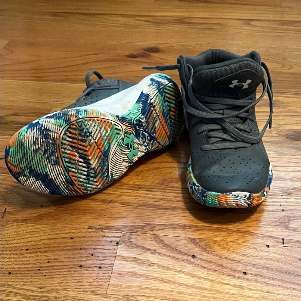 Under Armour Kids' Charcoal with Colorful Sole Sneakers